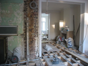 Walls and flooring removed, October 2012